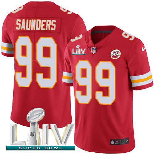 Kansas City Chiefs Nike #99 Khalen Saunders Red Super Bowl LIV 2020 Team Color Men Stitched NFL Vapor Untouchable Limited Jersey